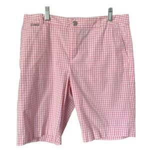 Lauren Ralph Lauren Womens 8 Petite Pink Gingham Bermuda Shorts Preppy Summer